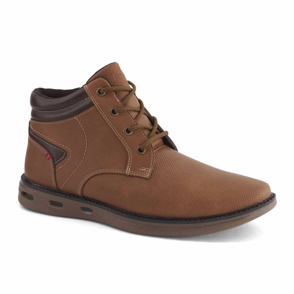 NEW FERRATO men's lace-up booties in brown